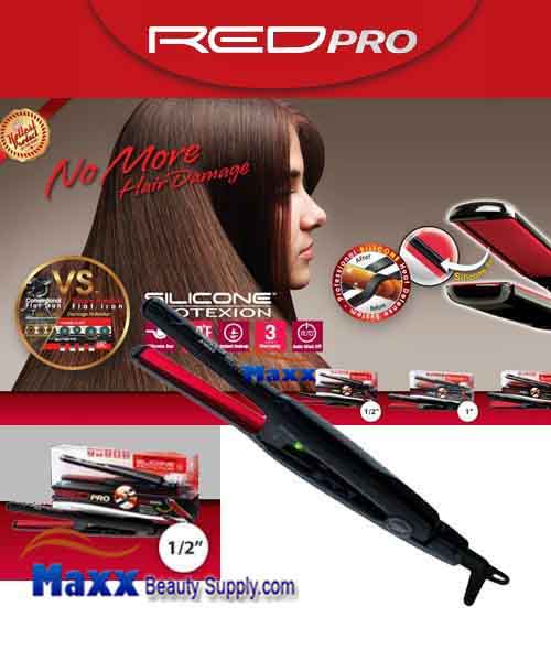 Red Pro by Kiss #FIPS05 Silicone Protexion Hair Straightening Flat Iron - 1/2"